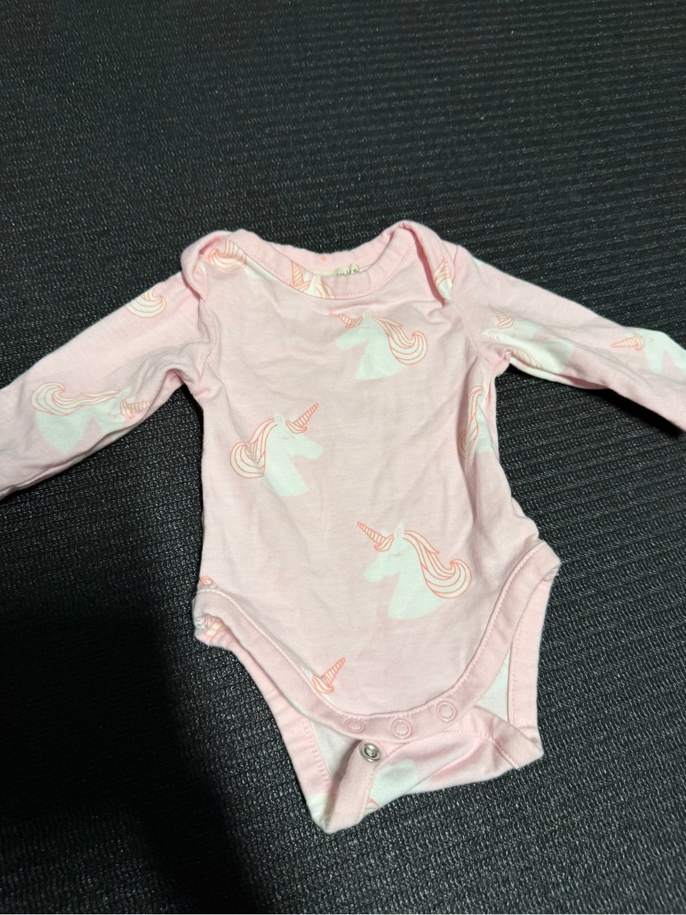 Soft Pink Unicorn Long-Sleeve Baby Bodysuit